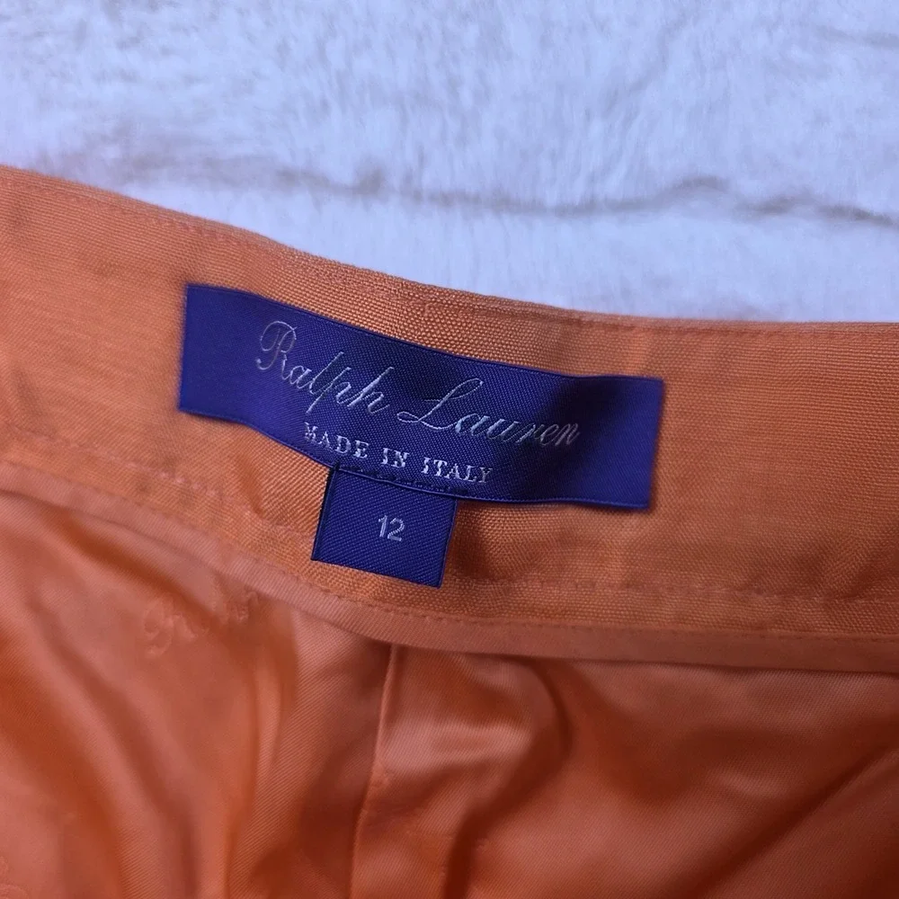 Ralph Lauren Purple Label Bobynn Silk Shantung‎ Pants Womens 12 Orange $1290
